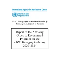 Report of the Advisory Group to Recommend Priorities for the IARC Monographs During 2020–2024