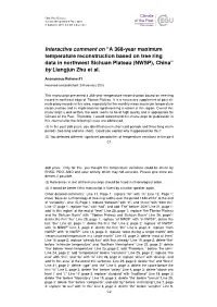 A 368-Year Maximum Temperature Reconstruction Based on Tree Ring Data in Northwest Sichuan Plateau (NWSP), China” by Liangjun Zhu Et Al