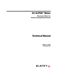 A3 ALPHA Meter Technical Manual Contents