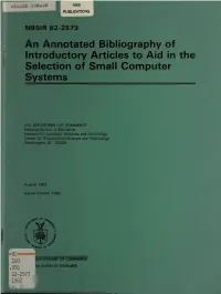 An Annotated Bibliography of Introductory Articles to Aid in the Selection of Small Computer Systems
