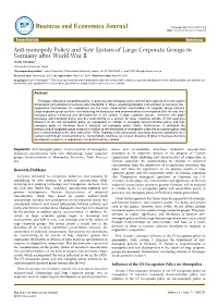 Anti-Monopoly Policy and New System of Large Corporate Groups