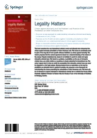 Legality Matters Crimes Against Humanity and the Problems and Promise of the Prohibition on Other Inhumane Acts