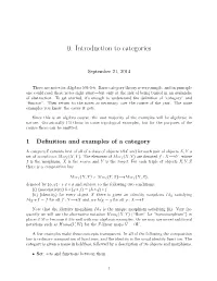 0. Introduction to Categories