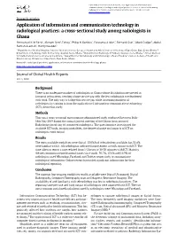 Application of Information and Communication Technology in Radiological Practices: a Cross-Sectional Study Among Radiologists in Ghana