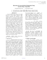 Direction of Arrival (DOA) Estimation Using Smooth Music Algorithm
