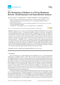 Dry Reforming of Methane in a Pd-Ag Membrane Reactor: Thermodynamic and Experimental Analysis