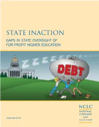 State Inaction: Gaps in State Oversight of For-Profit Higher