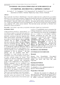 Synthesis and Characterization of Supramolecular Cucurbituril, Molybdenum 2,2'-Bipyridyl Complex