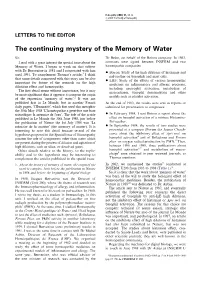 The Continuing Mystery of the Memory of Water