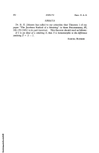 The Jacobson Radical of a Semiring" in These PROCEEDINGS, 37, 163-170 (1951) Is in Part Incorrect