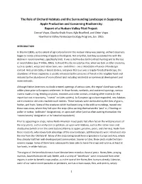 The Role of Orchard Habitats and the Surrounding Landscape in Supporting Apple Production and Conserving Biodiversity: Report of a Hudson Valley Pilot Project