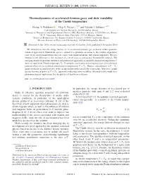 Thermodynamics of Accelerated Fermion Gases and Their Instability at the Unruh Temperature