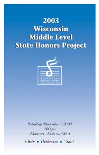 2003 Wisconsin Middle Level State Honors Project