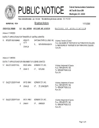 Broadcast Actions 11/13/2020