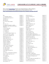 Consolidated List of Category C and D Licensees