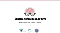 Cranial Nerves II, III, IV & VI