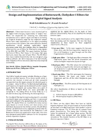 Design and Implementation of Butterworth, Chebyshev-I Filters for Digital Signal Analysis