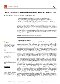 Dream Recall/Affect and the Hypothalamic–Pituitary–Adrenal Axis