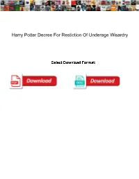 Harry Potter Decree for Restiction of Underage Wisardry