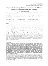 Indigenous Peoples' Struggle for Secure Land Tenure in The