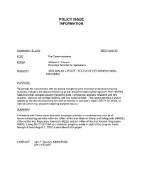 Policy Issue Information