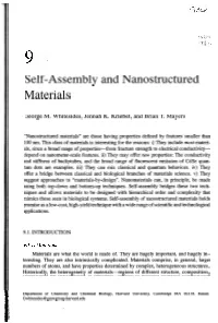 Self- Assembly and Nanostructured Materials