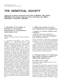 THE GENETICAL SOCIETY—ABSTRACTS of PAPERS of A1059metdphageswas Isolated on Minimal 5