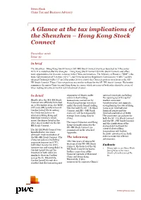 A Glance at the Tax Implications of the Shenzhen – Hong Kong Stock Connect