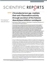 Chromobacterium Spp. Mediate Their Anti-Plasmodium Activity Through