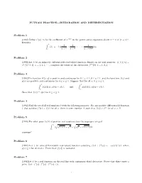 Putnam Practice—Integration and Differentiation