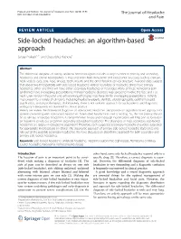 Side-Locked Headaches: an Algorithm-Based Approach Sanjay Prakash1,2* and Chaturbhuj Rathore1