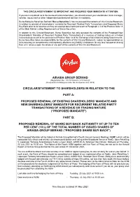 Airasia Group Berhad Circular/Statement to Shareholders in Relation to the Part A: Proposed Renewal of Existing Shareholders'