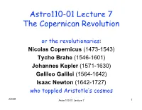Astro110-01 Lecture 7 the Copernican Revolution
