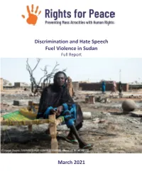 Discrimination and Hate Speech Fuel Violence in Sudan Full Report