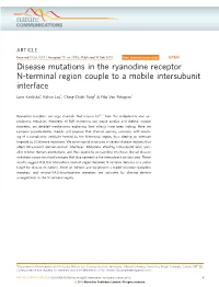 Disease Mutations in the Ryanodine Receptor N-Terminal Region Couple to a Mobile Intersubunit Interface