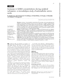 Increases in GABA Concentrations During Cerebral Ischaemia: A