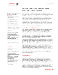 Oracle Functional Testing Suite for Oracle Applications