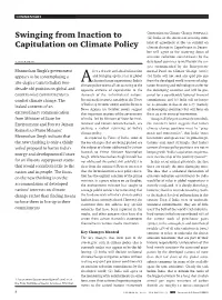 Swinging from Inaction to Capitulation on Climate Policy