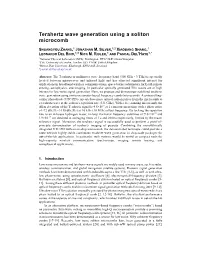 Terahertz Wave Generation Using a Soliton Microcomb