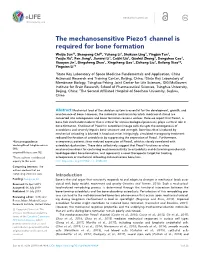 The Mechanosensitive Piezo1 Channel Is Required for Bone Formation