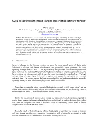AONS II: Continuing the Trend Towards Preservation Software 'Nirvana'