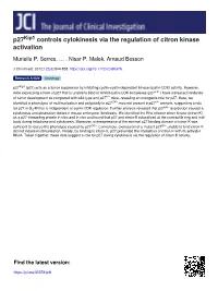 P27 Controls Cytokinesis Via the Regulation of Citron Kinase Activation