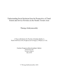 Understanding Social Inclusion from the Perspectives of Tamil Seniors and Service Providers in the Greater Toronto Area