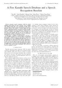 A Free Kazakh Speech Database and a Speech Recognition Baseline