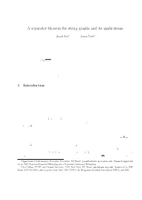 A Separator Theorem for String Graphs and Its Applications