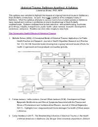 Baltimore Apartheid Syllabus