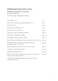 BDOHP Biographical Details and Interview Index PLUMBLY, Sir Derek