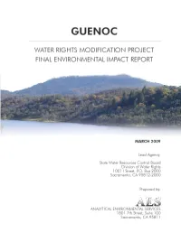 Guenoc Water Rights Modification Project Final Environmental Impact Report