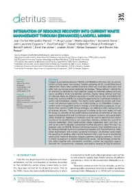 Integration of Resource Recovery Into Current Waste Management Through