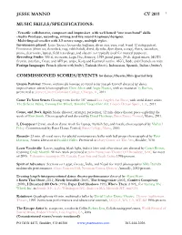 Jesse Manno Cv 2011 Music Skills/Specifications